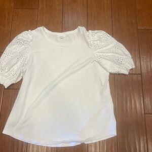 Chico's White Eyelet Puff Sleeve Blouse